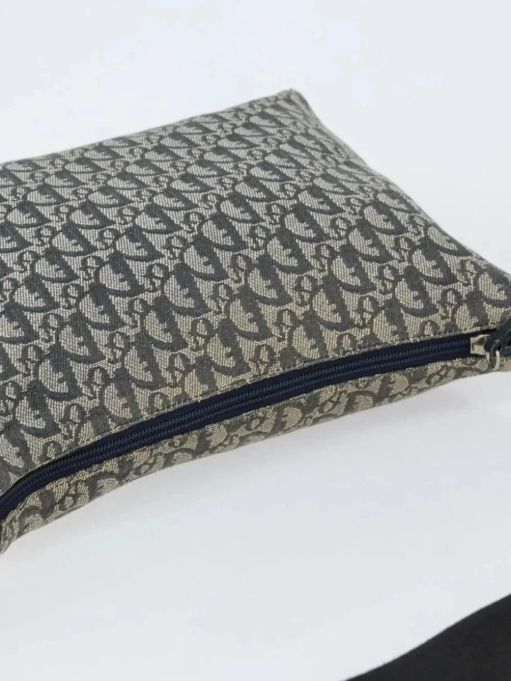 Christian Dior Trotter Canvas Shoulder Bag Navy Silver - Picture 8 of 16